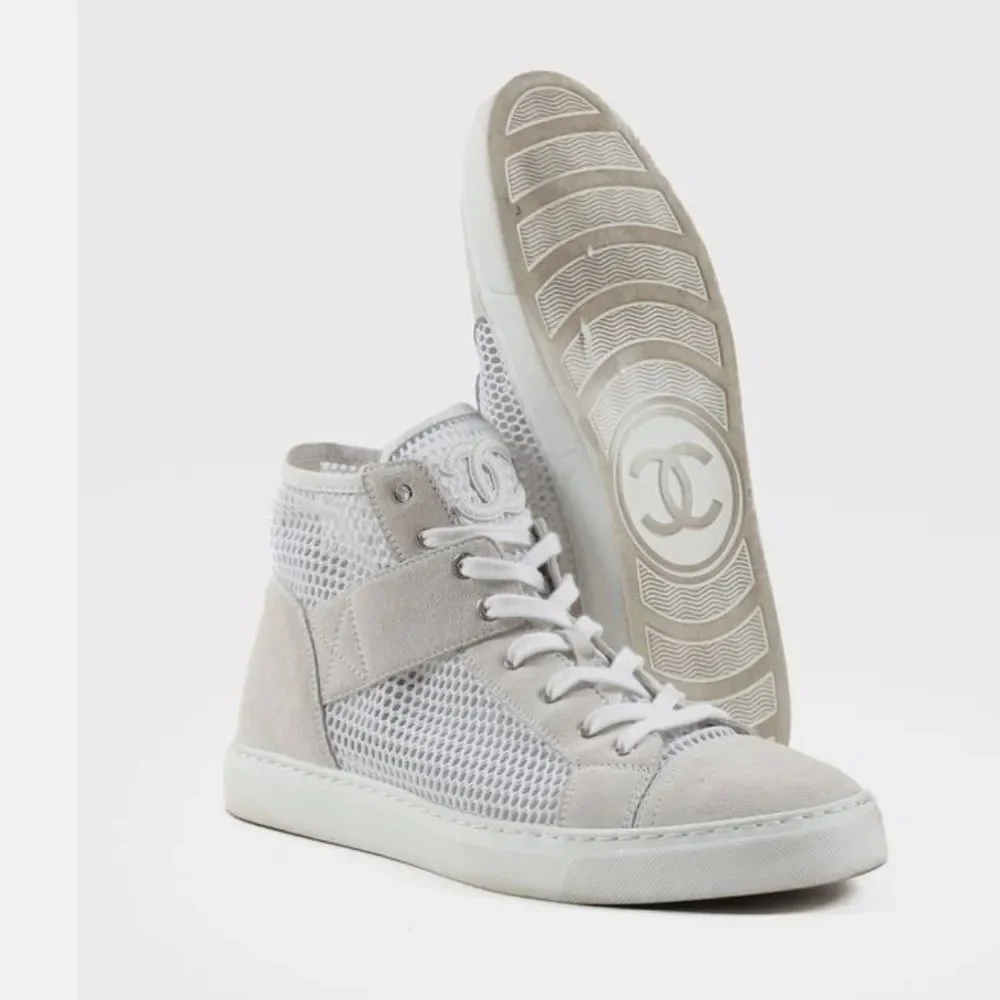 CHANEL Cream and White mesh Sneakers, US7